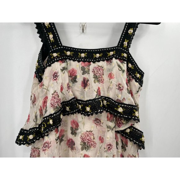 VERB BY PALLAVI SINGHEE Maida Tiered Neutral Dress Floral Crochet Size 6 - Picture 5 of 9